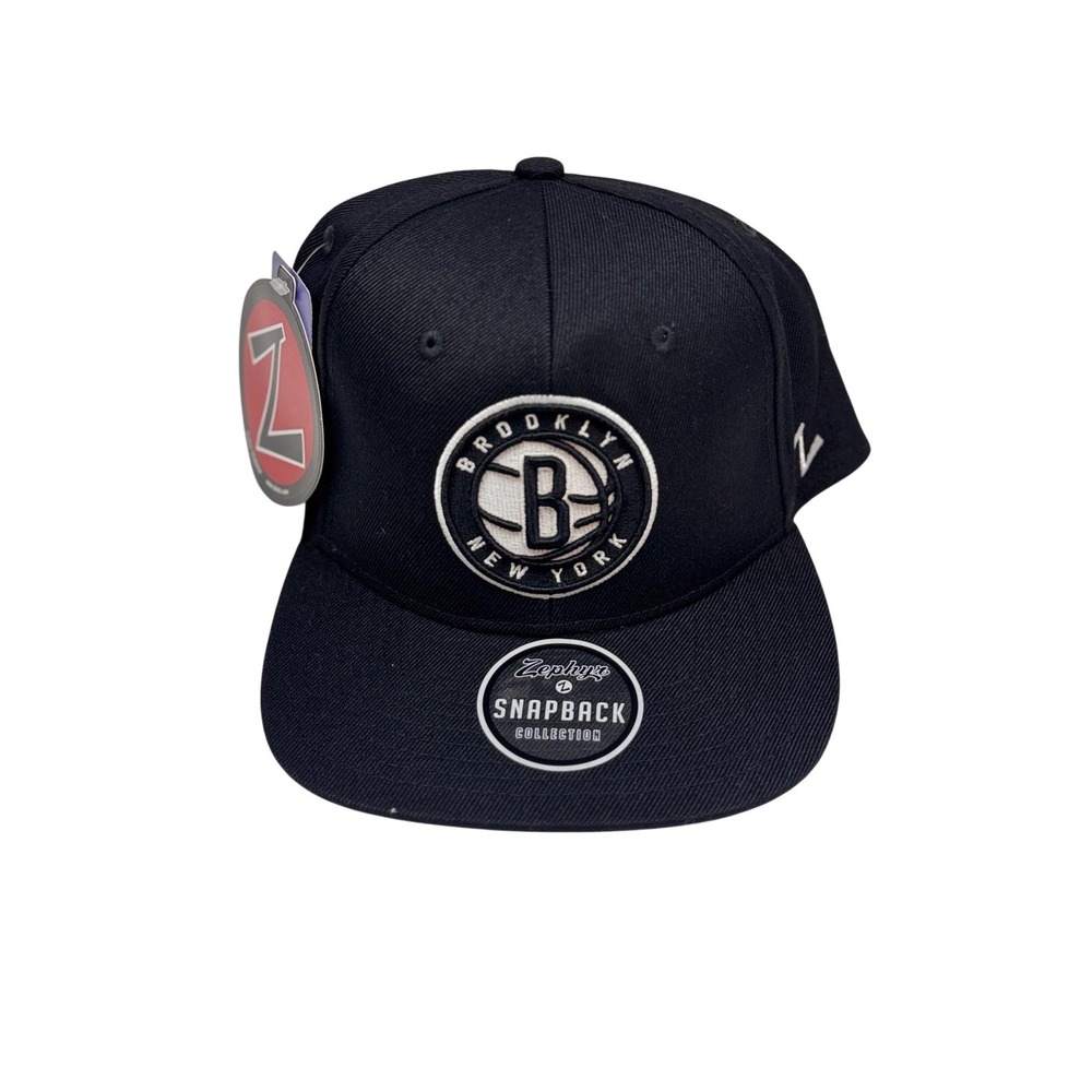 Zephyr Brooklyn Nets Snapback Hat Mens One Size Black NBA Basketball Cap